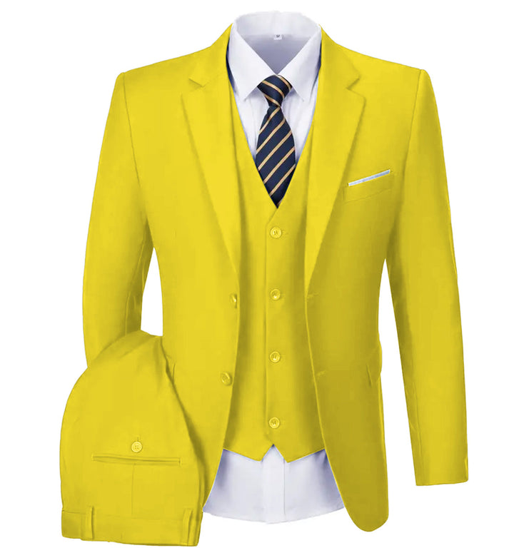 Casual Men's 3 Pieces Mens Suit Notch Lapel Flat Tuxedos (Blazer+vest+Pants) mens event wear