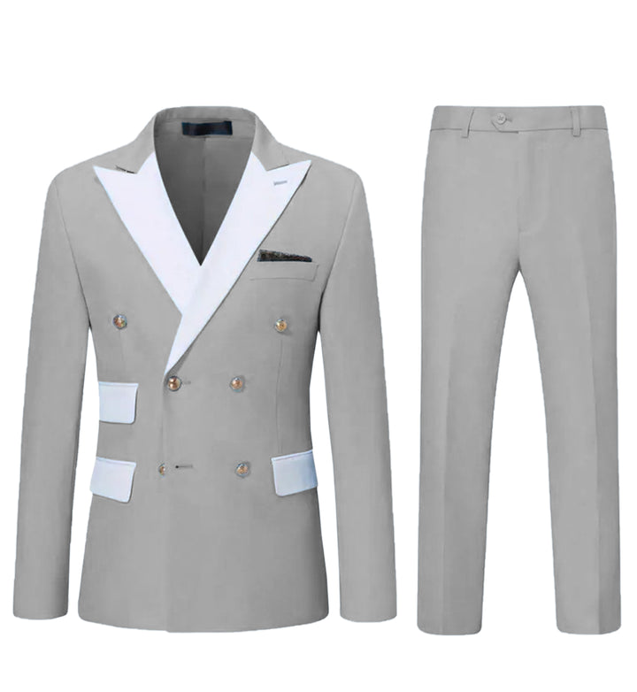 Formal 2 Pieces Mens Suit Flat Peak Lapel Tuxedos For Wedding (Blazer+Pants) mens event wear