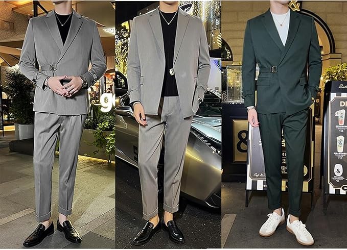 Formal Men's 2 Piece Men's Suit Regular Fit Notched Lapel Tuxedo (Blazer + Pants) mens event wear