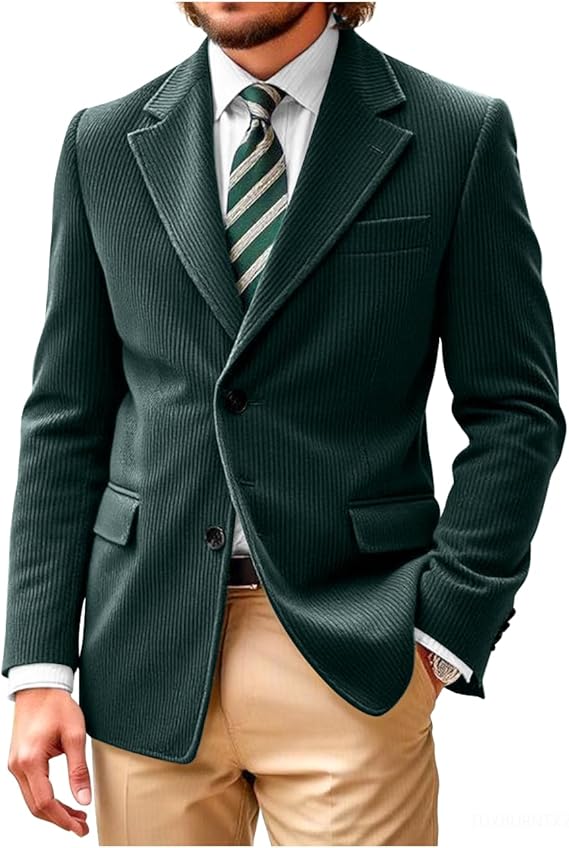 Men's Casual Corduroy Suit Retro Slim Fit Notch Lapel Sports Jacket mens event wear