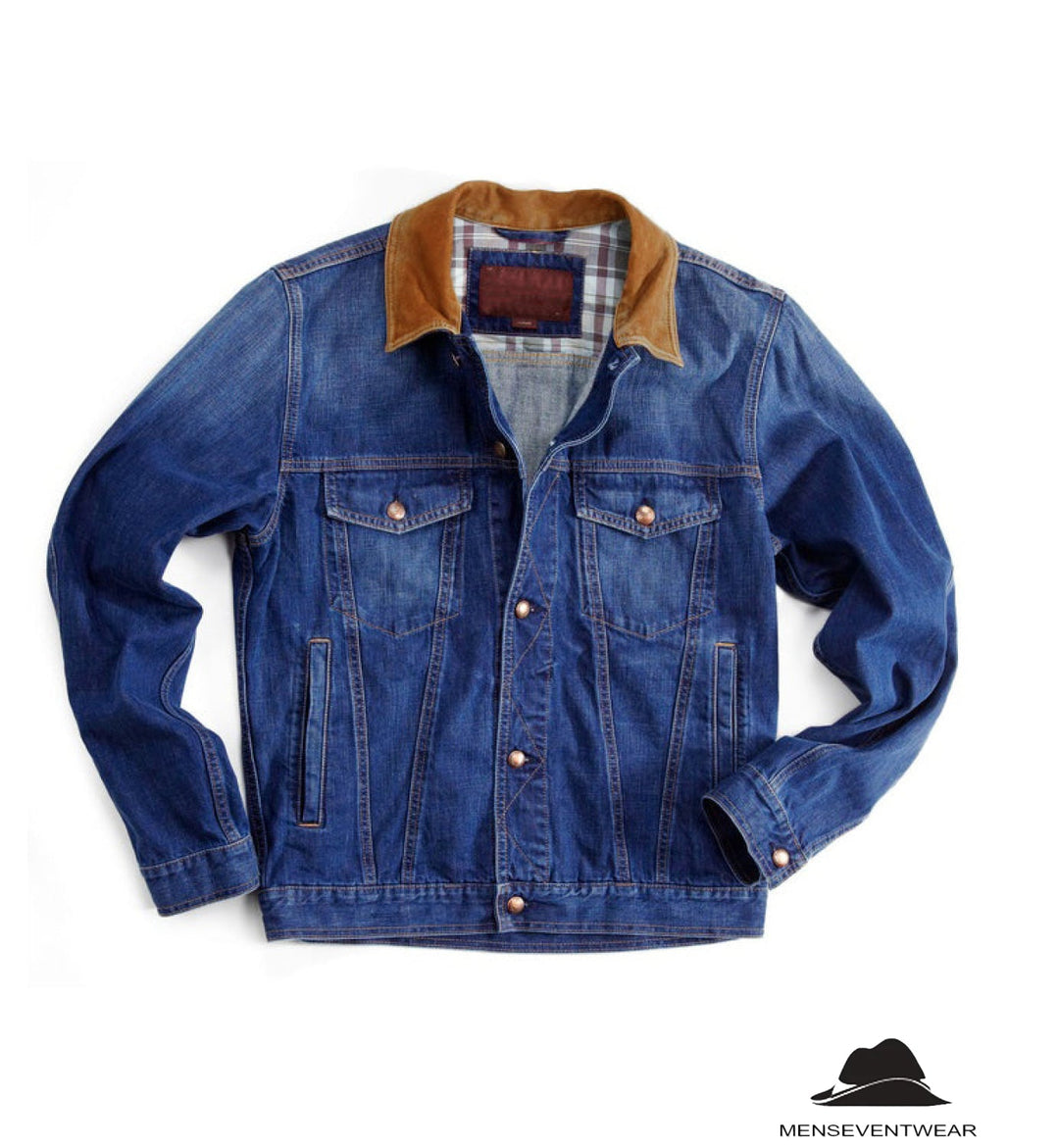 Men's Classic Lapel Blazer Casual Button-Down Denim Jacket mens event wear