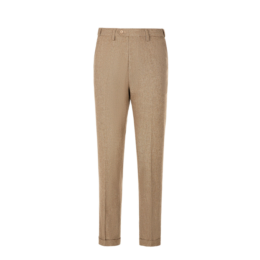 Men's Retro Suit Pants Herringbone Tweed Trousers menseventwear