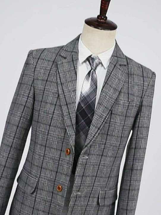 Mens Suit Business 2 piezas de esmoquin de solapa de muesca gris oscuro formal (blazer+pantalones)