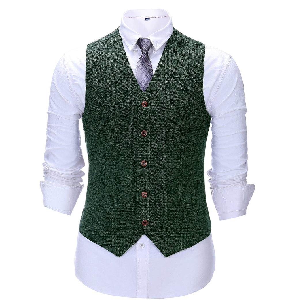 Business Formal Men's Suit Vest Plaid V Neck Waistcoat mens event wear