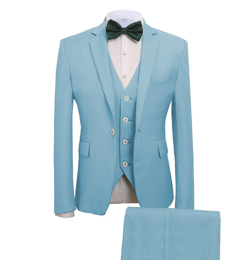 Casual Men's 3 Pieces Mens Suit Notch Lapel Flat Tuxedos (Blazer+vest+Pants) mens event wear
