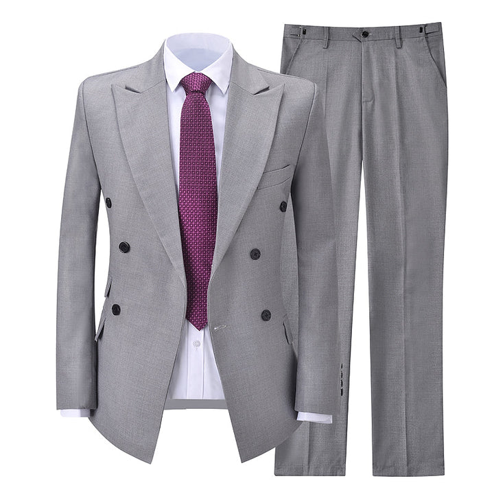 Casual Men's Suit Double Breasted 2 Piece Business Tuxedos (Blazer+Pants) mens event wear