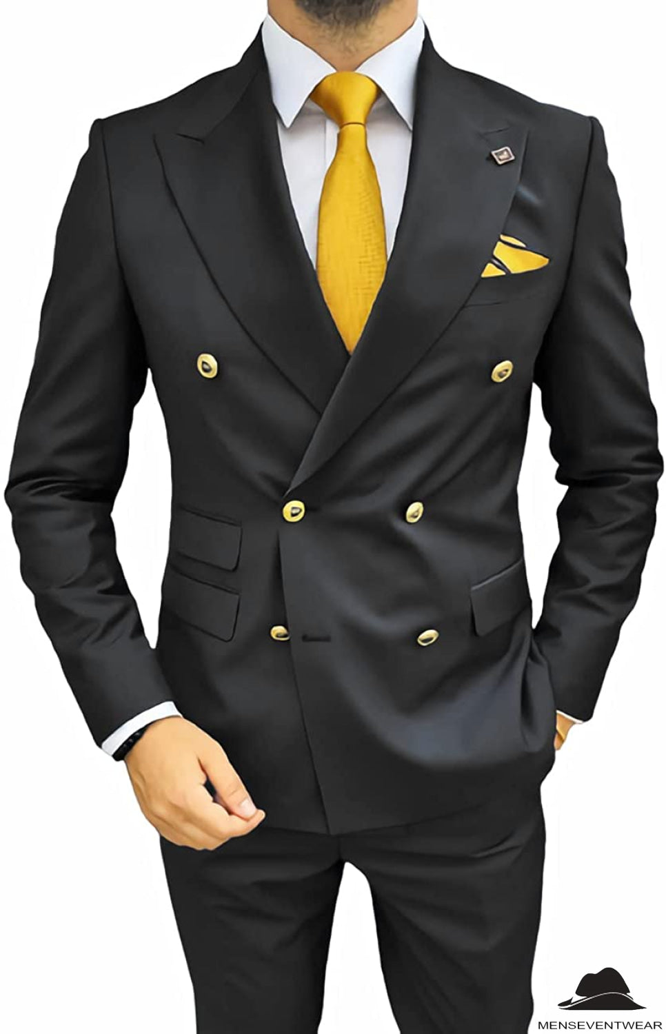 Casual Men's Suit Slim Fit Double Breasted 2 Piece Business Tuxedos (Blazer+Pants) mens event wear