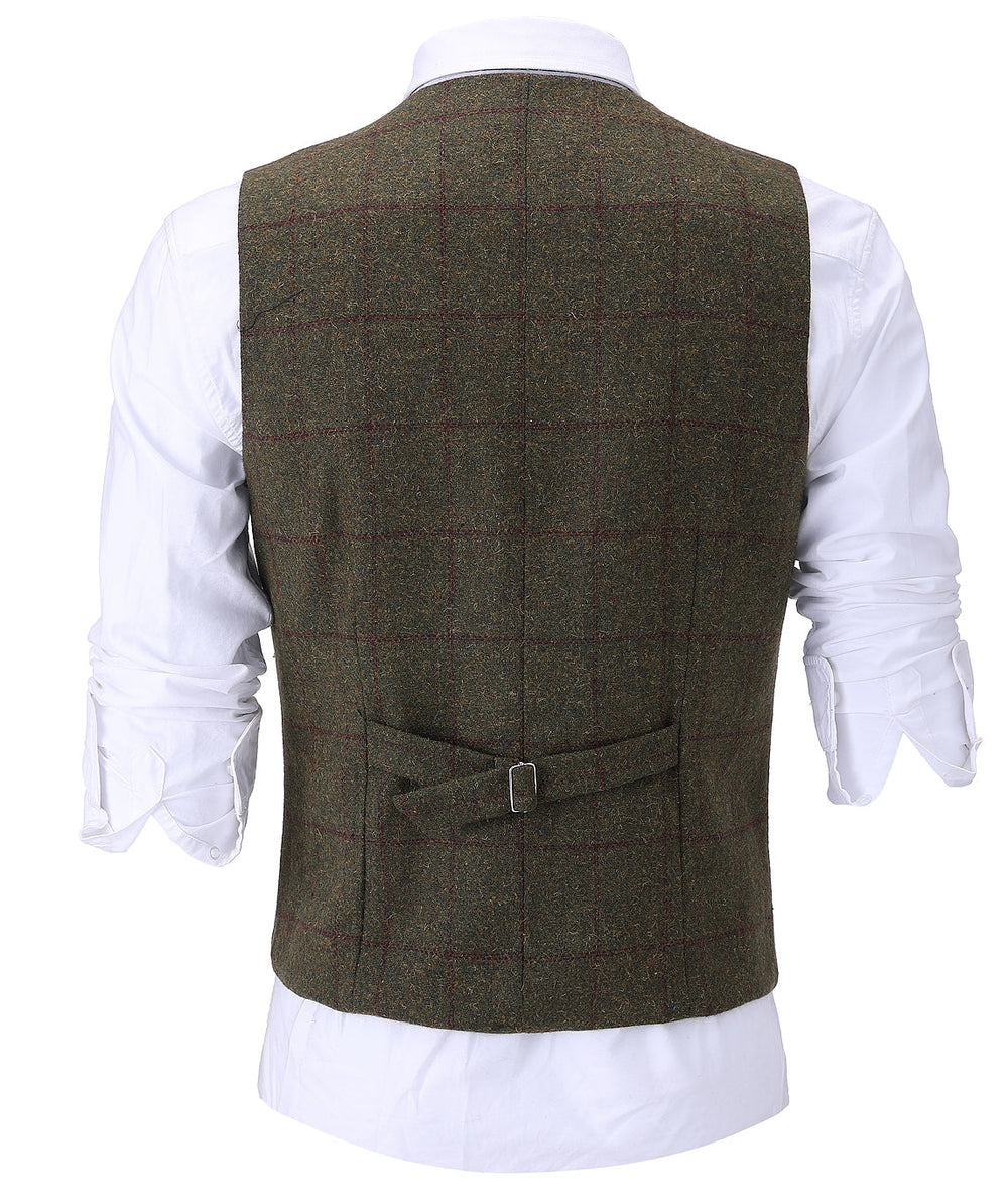 Casual Men's Suit Vest Regular Fit Plaid Tweed Waistcoat mens event wear