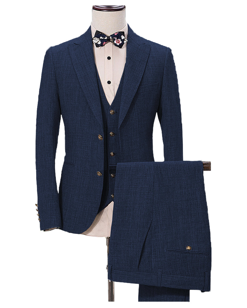 Casual Men's Three-Piece Peak Lapel Wedding Suit for Men (Blazer + Vest + Pants) mens event wear