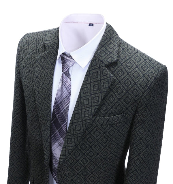 Formal Men's Business Plaid Notch Lapel Blazer mens event wear