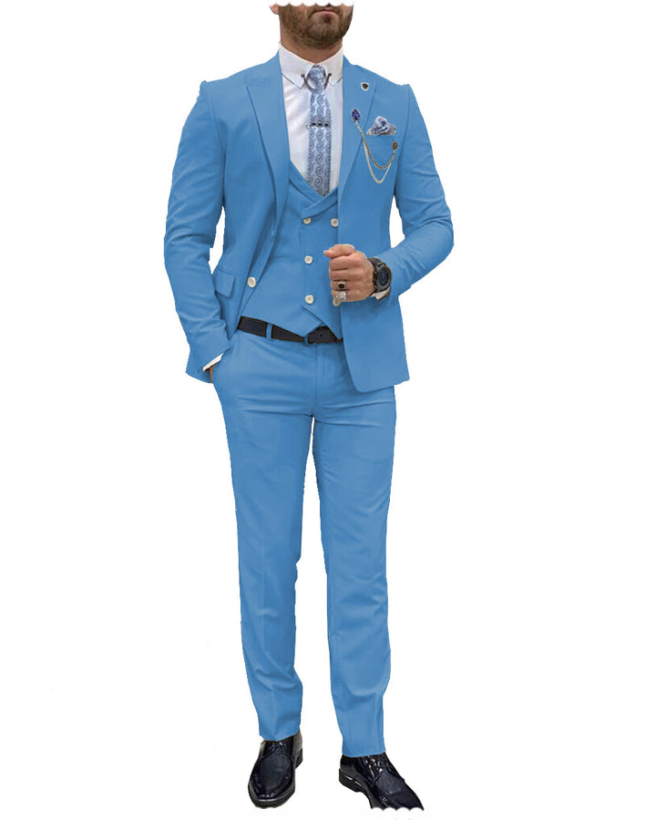 Trendy Flat Peak Lapel 3 Piece Men's Wedding Suit (Blazer + Vest + Pants) mens event wear